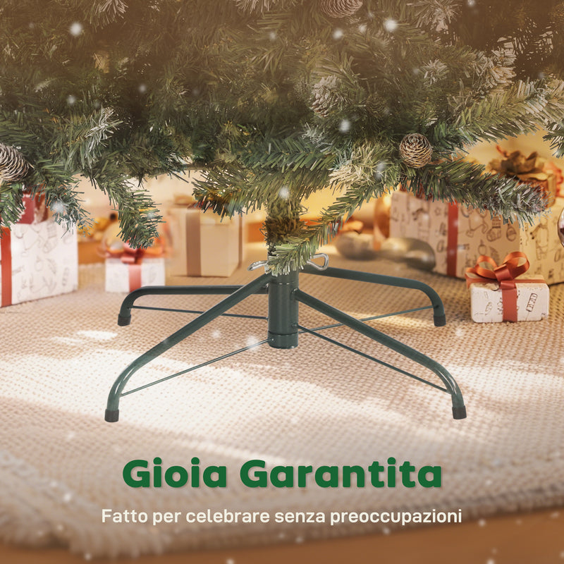 Albero di Natale Innevato 180 cm 910 Rami Effetto Neve con Pigne in Plastica e Metallo Verde  