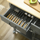 Carrello da Cucina 88,5x46x91,5 cm in Legno MDF e Vetro Grigio