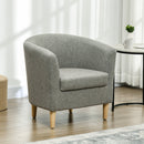 Poltrona Moderna a Pozzetto 74x63x73 cm in Tessuto Effetto Lino Grigio  
