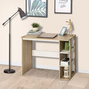 Scrivania Moderna in Legno con Scaffale a 3 Ripiani 100x44x74 cm in Truciolato Bianco e Quercia