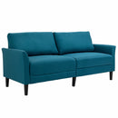 Divano 3 Posti 191x79x87 cmcon Seduta Profonda e Imbottitura Spessa in Tessuto  Blu Pavone      