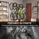 Set 4 Supporti per Bicicletta da Parete Gancio Pieghevole Portabici da Muro in Metallo Nero      