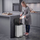 Pattumiera Rettangolare a Pedale 50 L 40,4x38x58,6 cm con Chiusura Ammortizzata e Scomparto per Deodorante in Acciaio Inox Argento      