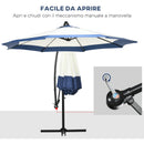 Ombrellone da Giardino a Braccio Ø295x194A cm in Metallo e Poliestere Blu Scuro e Crema   