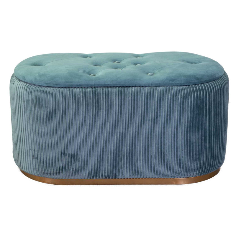 Pouf Contenitore 82x42xh41 cm in Tessuto Velluto Verde Salvia