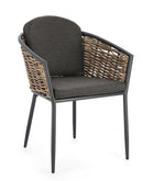 Set 4 Sedie 63x63x79,5h cm con Braccioli e Cuscini Maribela Antracite