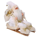 Pupazzo Babbo Natale in Tessuto su slitta bianco oro cm 33x12xh30