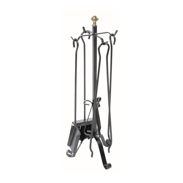 prezzo Set Camino 4 Pezzi con Pomolo decorativo in Ottone in Ferro Verniciato Grigio Martellato