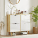 Scarpiera Slim con 4 Cassetti Ribaltabili per 20 Paia di Scarpe 105x24x92,5 cm Design Moderno in MDF Bianco  