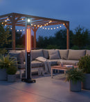 Stufa Elettrica ad infrarossi da Esterno 50x25x200 cm in Fibra di Carbonio con Luce Led Skyline Bianco Latte