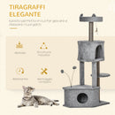 Albero Tiragraffi per Gatti 60x40x133 cm in Sisal e Peluche Grigio