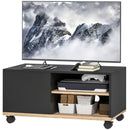 Mobile Porta TV fino 42"con Ruote e Freni Armadietto e Ripiano Regolabile 80x45x41 cm in Legno Nero