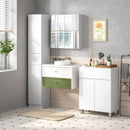 Armadietto da Bagno con Specchio 60x15x60 cm a 3 Ripiani Interni Regolabili in Legno e Vetro Bianco      