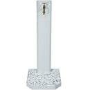 Fontana da Giardino con Rubinetto in Ottone e Base con Ciottoli 40x40x100 cm in Acciaio Bianco
