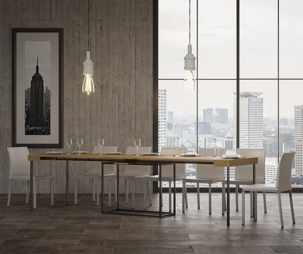 acquista Ausziehbare Konsole aus Holz und Eisen H77x40x90 / 300cm Itamoby Nordica Classic White Ash