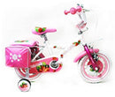Bicicletta per Bambina 12" 2 Freni con Cestino e Borse Laterali Bianca