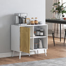 Credenza Moderna Mobile Basso 80x39x76 cm con Armadietto e Vani a Giorno in Legno Bianco  