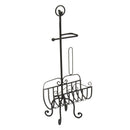 Portarotolo a stelo in metallo nero con portariviste cm 32x27,5xh82