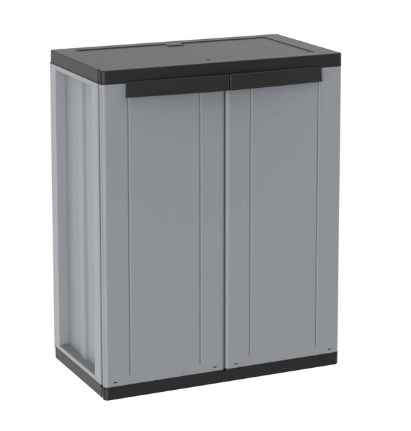 online Armadio Modulare da Esterno 68x37,5x85 cm 2 Ante 1 Ripiano in Polipropilene Jline Grigio e Nero