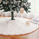 Gonna Copribase per Albero di Natale Ø80 cm in Peluche con Fiocchi di Neve Gold      