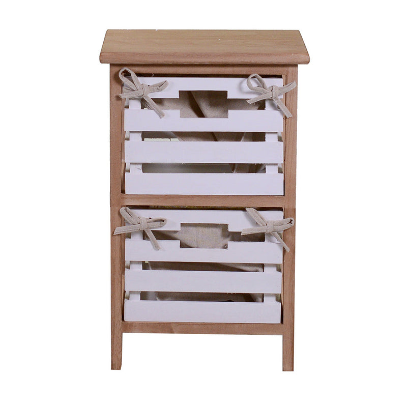 Cassettiera 2 Cassetti in Legno 30x27x47cm Arianna Naturale e Bianca