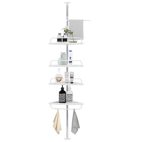 Teleskop-Eckregal H95-260 cm für Badezimmer 4 Ablageflächen aus Metall und Kunststoff weiß online