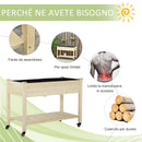 Letto per Orto Rialzato in Legno con Rotelle e Ripiano Inferiore 118x55x83 cm Legno Naturale