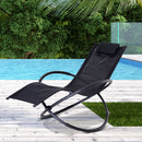 Sedia a Dondolo Moderna da Giardino in Textilene Nero 154x80x84 cm 