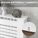 Copritermosifone a Doghe 152x19x81 cm con Ripiano Portaoggetti in MDF Bianco  