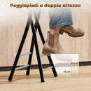 Set 2 Sgabelli Bar 34x30x70 cm Pieghevoli con Doppio Poggiapiedi in Legno e Acciaio Nero      