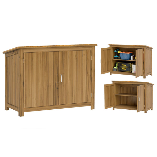 Armadio Porta Attrezzi da Esterno 110x50x85 cm con 2 Ante e Ripiani in Legno prezzo