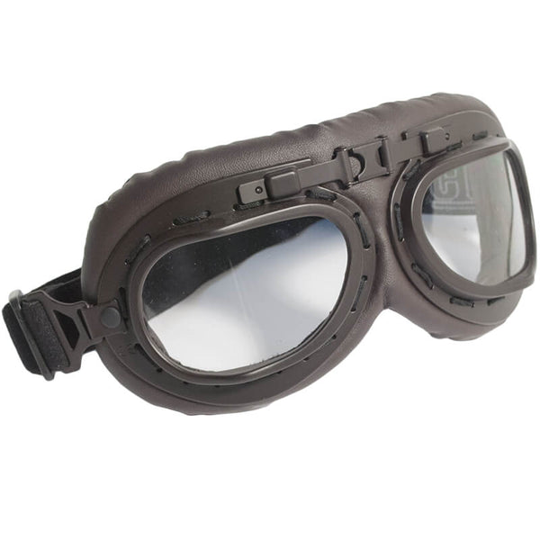 sconto Motorradbrille aus Kunstleder mit transparenten Gläsern CGM Vintage Brown 704V