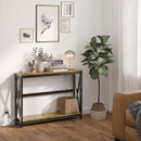 Consolle da Ingresso Stile Industriale con Prese di Corrente 100x24x75 cm Legno e Acciaio 