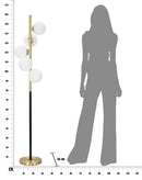 Lampada da Terra Glamy Dark Ø30x160 cm in Ferro e Vetro Oro, Nero e Bianco