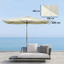Telo di Ricambio per Ombrellone Rettangolare 3x2 m a 6 Stecche Poliestere Anti UV 50+ Beige   
