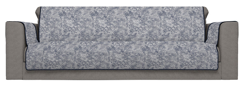 Copridivano con Copri Braccioli in Poliestere e Cotone Blu Scuro Varie Misure