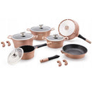 Batteria di Pentole 14 Pezzi in Pietra Lavica Antiaderente Induzione