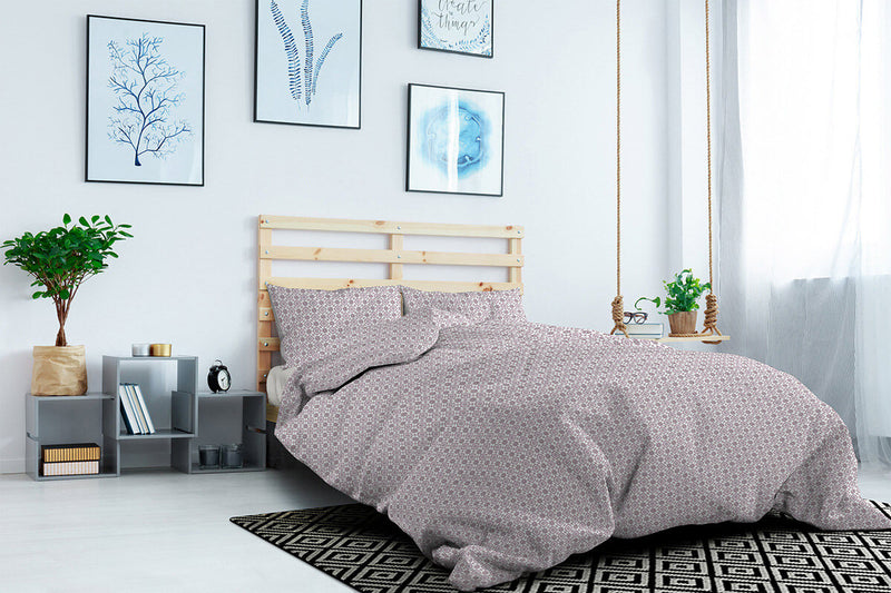 Copripiumino Matrimoniale con Federe Stampato in Puro Cotone Floyd Rosa