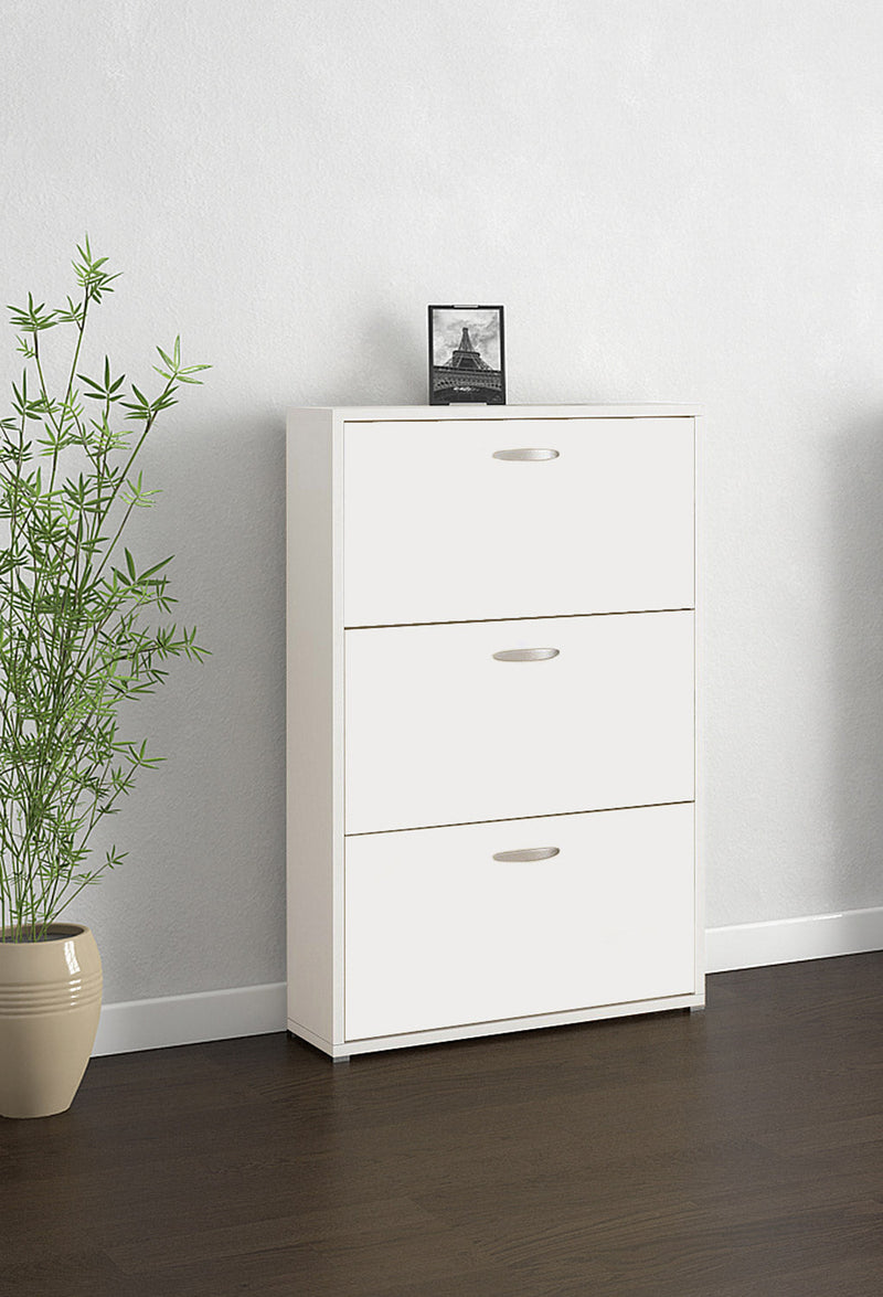 Scarpiera 3 Ante a Ribalta 73x25x120 cm in Legno Salvaspazio Bianca