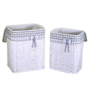 Set 2 Ceste Portabiancheria in rattan ivan bianco rettangolare 