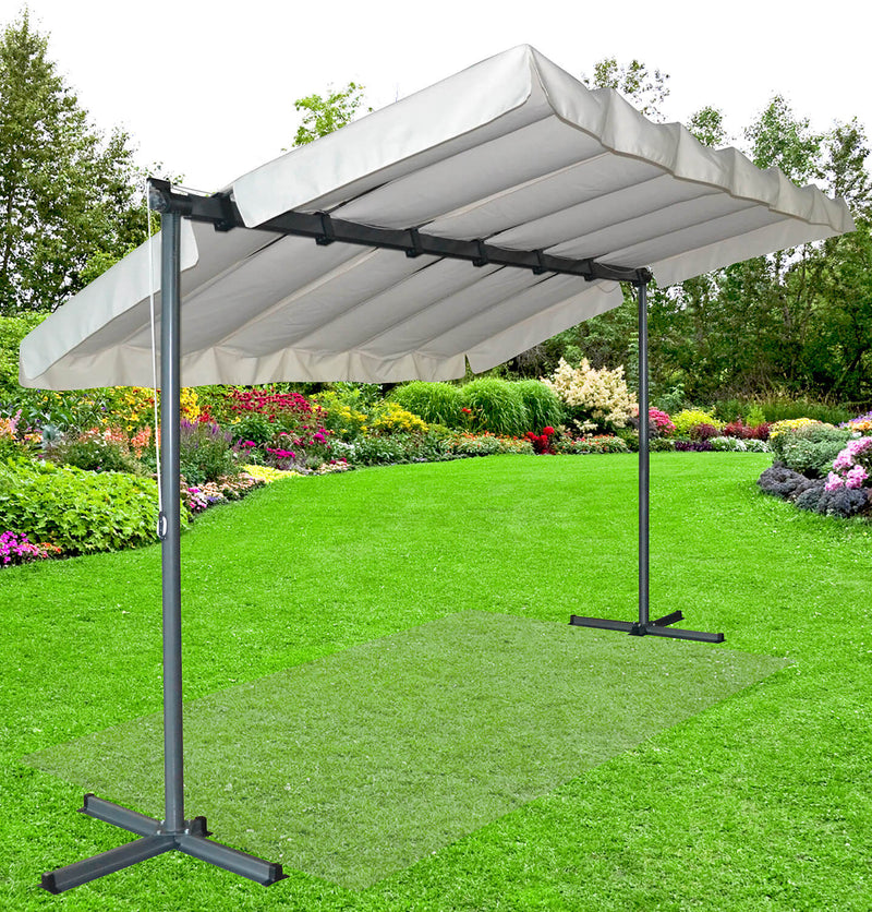 Pergola a Baldacchino 2,5x3,5x2,2 m Telo in Poliestere Struttura in Alluminio Grigio Antracite Grigio Antracite