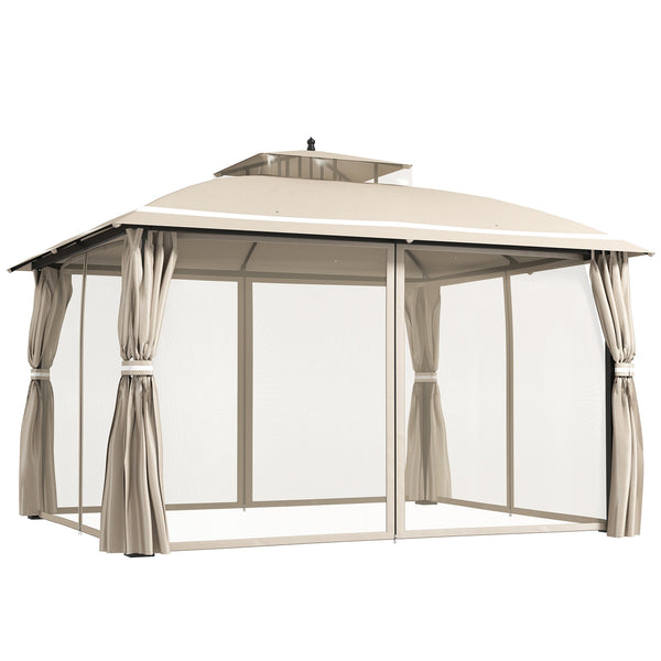 Gazebo da Giardino 370x303x290 cm Tende Laterali e Zanzariere Beige acquista