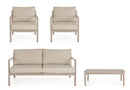 Set 4 Pezzi Salotto da Giardino con Divano 2 Poltrone e Tavolino in Alluminio e Spun Poly Sirius Timber 