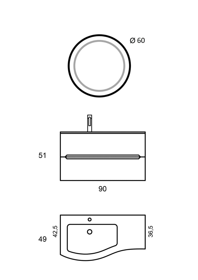 Mobile Bagno Sospeso 91,5cm TFT Swing Grigio Bianco 3S