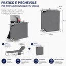 Set 2 Lettini Pieghevoli da Spiaggia Schienale Reclinabile 4 Posizioni con Parasole in Tessuto Oxford Grigio     