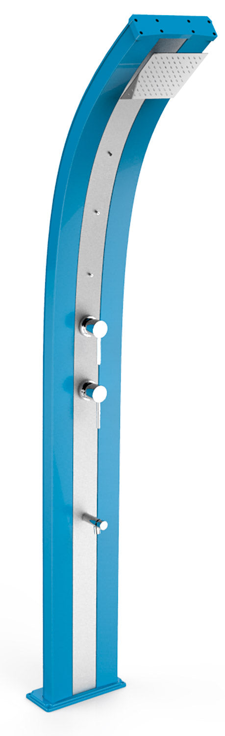 sconto Doccia Solare da Giardino 40L Miscelatore Nebulizzatore e Lavapiedi Arkema Dada Fascia Inox Blu