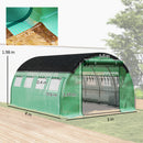 Serra a Tunnel 4x3 m con Rete Ombreggiante Extra Finestre e Ingresso a Zip in PE e Acciaio Verde      