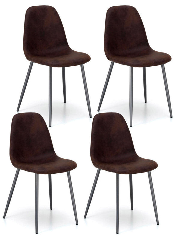 online Set 4 Sedie 44x50xH84 cm in Similpelle Brigitte Moka Vintage