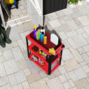 Carrello Porta Attrezzi a 3 Ripiani 70,5x35x82,5 cm in Metallo e PP Rosso e Nero      