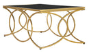 Tavolo da Caffé Infinity 110x60x45 cm in Ferro e Specchio e MDF Oro e Nero